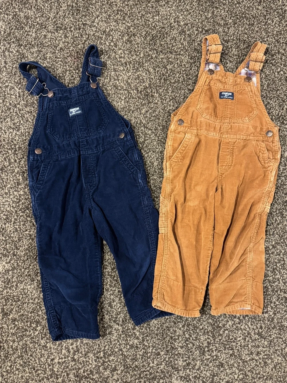 *BUNDLE OF 2* OshKosh Bigosh Corduroy Overalls—3T—blue and khaki colored